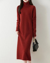 Merino Wool Turtleneck Knit Dress