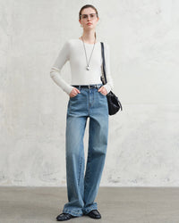 Wool Superfine Seamless Crew Neck Sweater