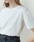 Crew Neck Straight Cut Pure Cotton Short-Sleeved T-Shirt