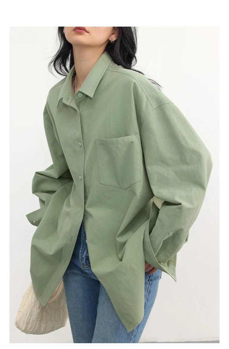 Oversized Long-sleeved Cotton Shirt