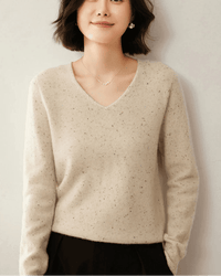Soft Wool Long-Sleeved V-Neck Knit Sweater