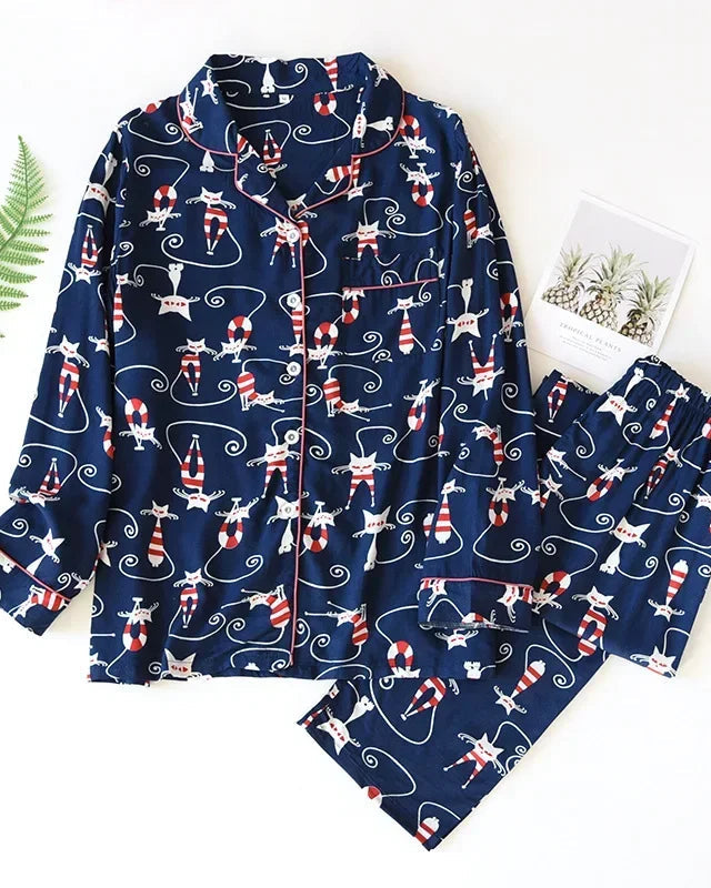 Floral Print Long-Sleeve Pajama Set