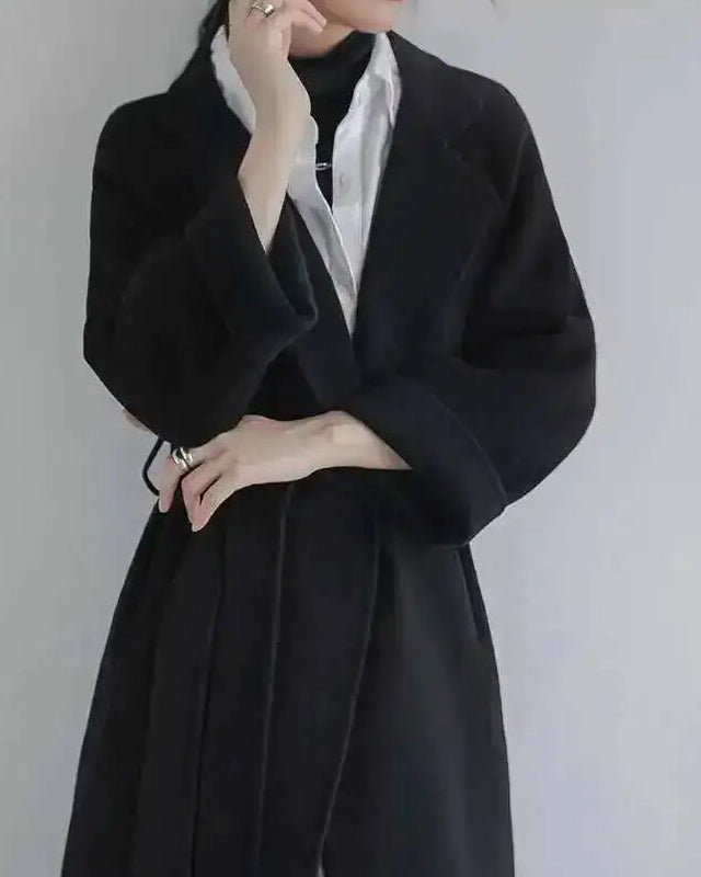 Relaxed Belted Wool Blend Coat