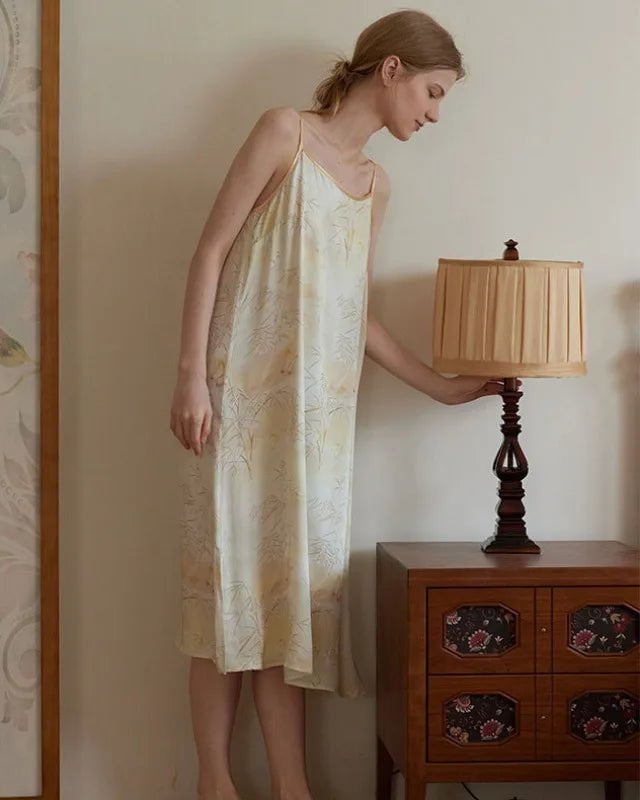 Satin Bamboo Shadow Print Nightdress