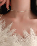 Pearl Bow Tassel Clavicle Necklace