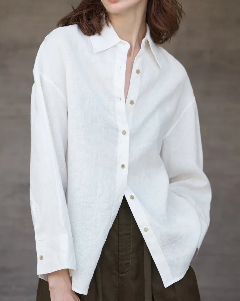 Retro Single-Breasted Collar Loose Shirt