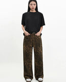 High Rise Wide Leg Denim Trousers