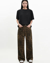 High Rise Wide Leg Denim Trousers