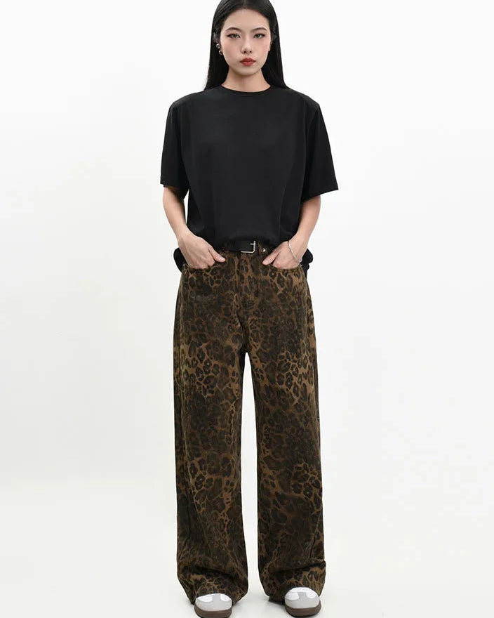 High Rise Wide Leg Denim Trousers