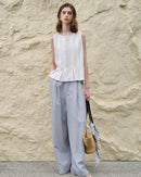 Linen Sleeveless Pleated Fashion Vest