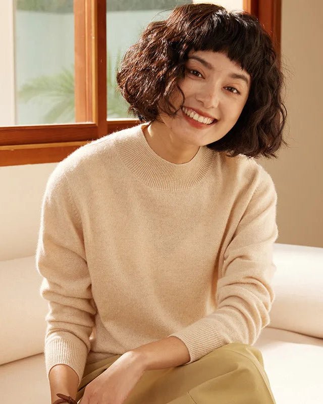 Cashmere Mock Neck Knitted Sweater