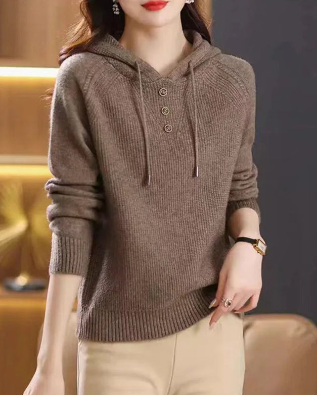 Hooded Knit Pullover Sweater