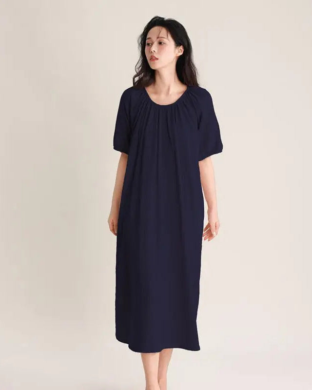 Relaxed Cotton Short Sleeve Sleep Dress