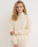 Relaxed-Fit Zip-Up Mock-Neck Sweater
