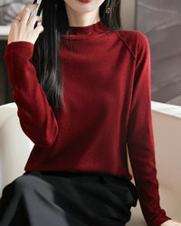 Loose-Fit Crew Neck Long-Sleeve Knitted Pullover