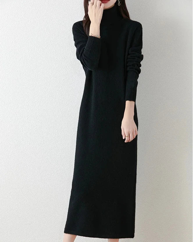 Merino Wool Turtleneck Knit Dress