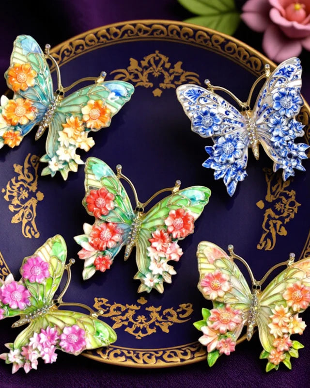 Colorful Butterfly-Shaped Brooch