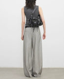 Herringbone Wide-Leg Suit Trousers