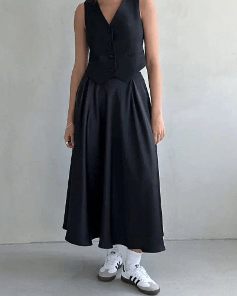 Elegant Satin High Waist Maxi Skirt