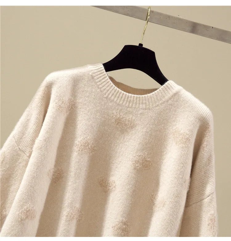 Pink Heart Winter Knitted Sweater