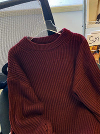 Round-Neck Oversized Knitted Pullover