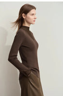Turtleneck Sheer Panel Slim Top