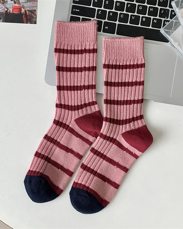 Striped Retro Loose Crew Socks