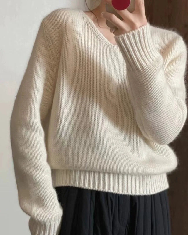 V-neck Pure Cashmere Sweater