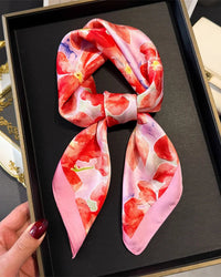 Floral Print Satin Square Scarf