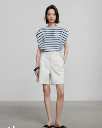 Wide-Leg Denim Shorts