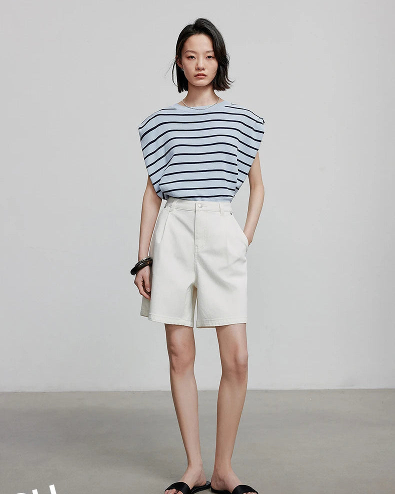 Wide-Leg Denim Shorts