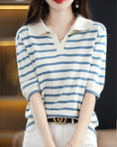 Oton Striped V-Neck Short-Sleeve T-Shirt