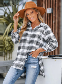 Plaid Button-Front Casual Long Sleeve Shirt