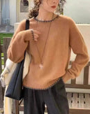 Merino Wool Patchwork Round Neck Pullover