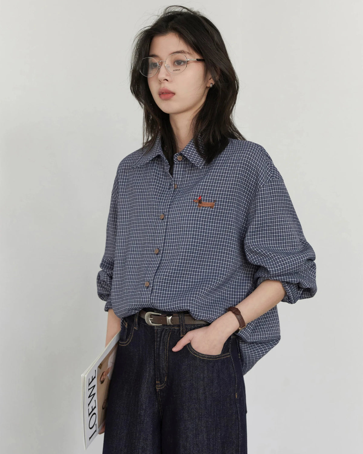 Relaxed Plaid Office Blouse