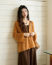 Scalloped Open-Knit Cardigan