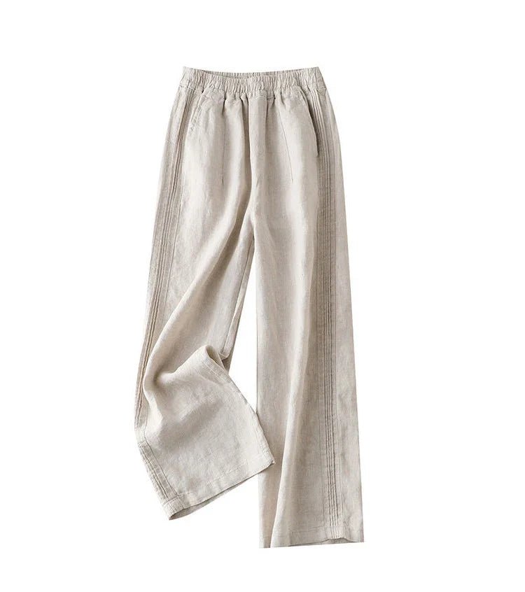 Cotton-Linen Blended Wide Leg Trousers