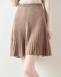 Wool Knitted Fashionable Solid-Color Short Skirt