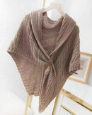 Textured Knit Triangle Shoulder Shawl