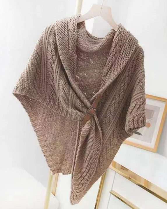 Textured Knit Triangle Shoulder Shawl
