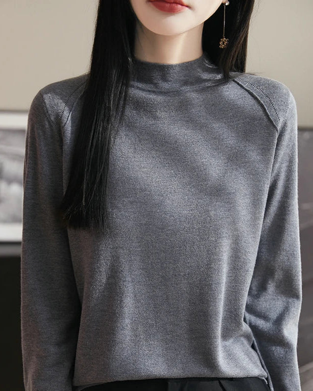 Loose-Fit Crew Neck Long-Sleeve Knitted Pullover