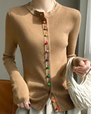 Wool Casual Crew Neck Single-Breasted Sweater