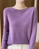 Merino Wool O-Neck Pullover Sweater
