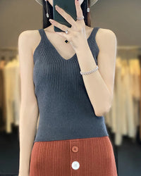 Slim Fit Merino Wool Sleeveless Knit Top
