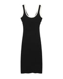 Knitted Spaghetti Strap Backless Midi Dress