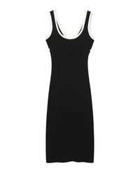 Knitted Spaghetti Strap Backless Midi Dress