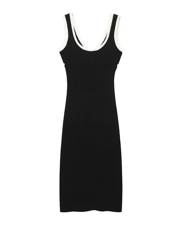 Knitted Spaghetti Strap Backless Midi Dress