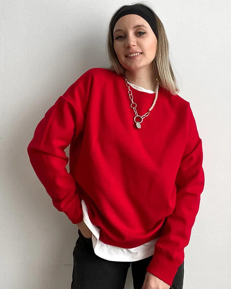 Loose-Fit Pure Cotton Pullover Sweatshirt