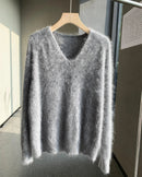 Cashmere Fluffy V-Neck Pullover