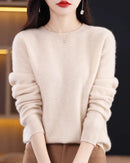 Merino Wool O-Neck Knit Sweater